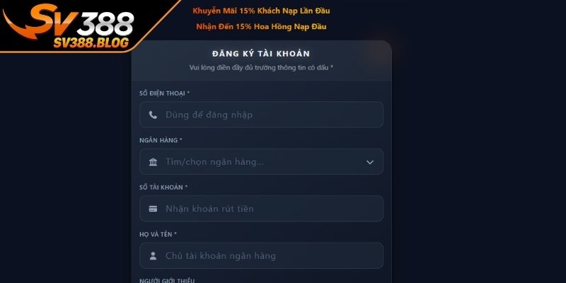 Nhập thông tin cá nhân chuẩn